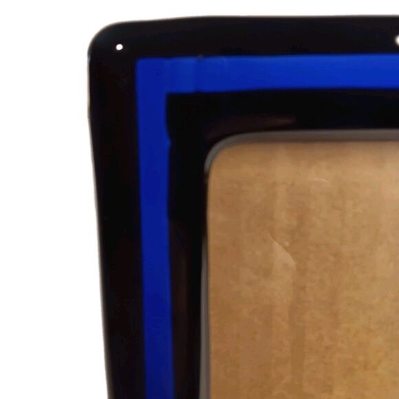 Art Deco Cobalt Blue And Black Glass Rectangle Tabletop Picture Photo Frame - Picture 6 of 13